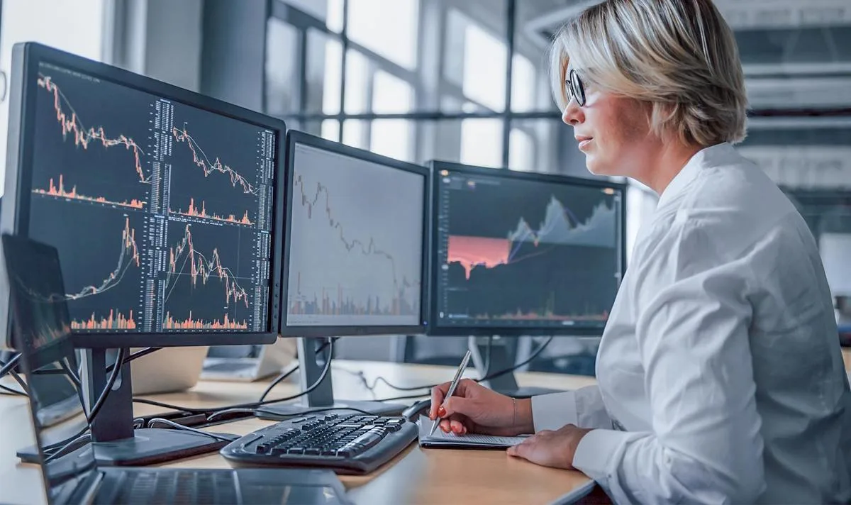 Equity index performance displayed on a trading screen